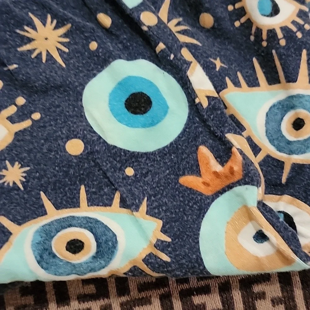 RARE Posh Peanut Fiona pajamas 2 piece blue eye nazar evil eye blue gold 12-18 m